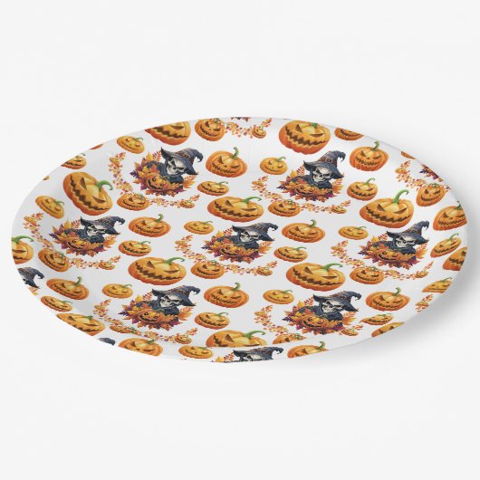 Halloween Pumpin Patch Pappteller (Schrägansicht)