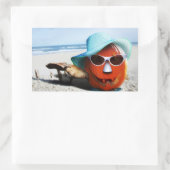 Halloween Pumpkin am Strand Rechteckiger Aufkleber (Tasche)