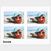Halloween Pumpkin am Strand Rechteckiger Aufkleber (Blatt)
