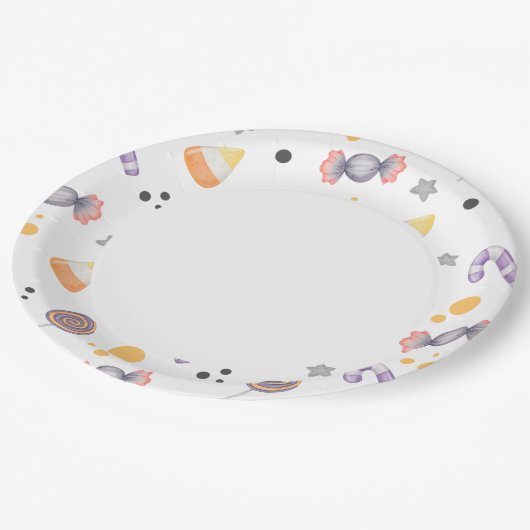 Halloween Pumpkin Animals Little Boo Baby Dusche Pappteller (Schrägansicht)