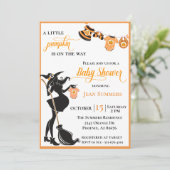 Halloween Pumpkin auf der Hexendusche Einladung (Stehend Vorderseite)