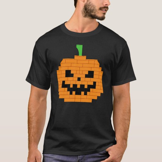 Halloween Pumpkin aus Blöcken gebaut T-Shirt (Vorderseite)