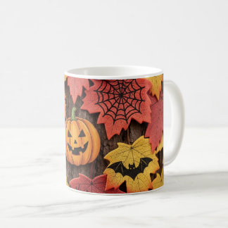 Halloween Pumpkin & Autumn Leaves Coffee Tasse
