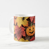 Halloween Pumpkin & Autumn Leaves Coffee Tasse (Vorderseite Links)
