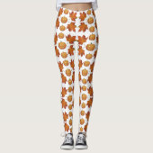 Halloween Pumpkin & Autumn Leaves Muster Leggings (Vorderseite)