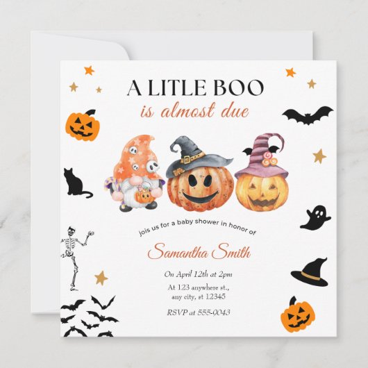 Halloween Pumpkin Baby Dusche Einladung (Vorderseite)