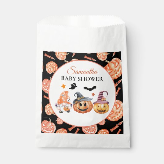 Halloween Pumpkin Baby Dusche Geschenktütchen (Vorderseite)