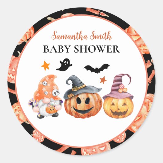 Halloween Pumpkin Baby Dusche Runder Aufkleber (Vorderseite)