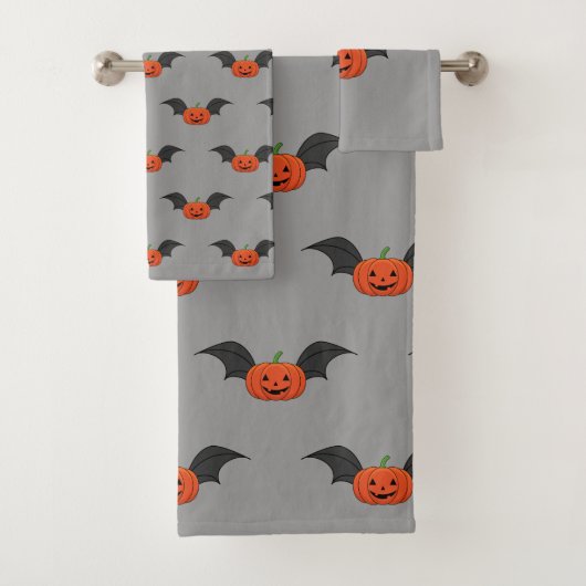 Halloween Pumpkin Bat Badhandtuch Set (Insitu)