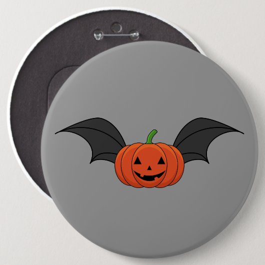 Halloween Pumpkin Bat Button (Vorne & Hinten)
