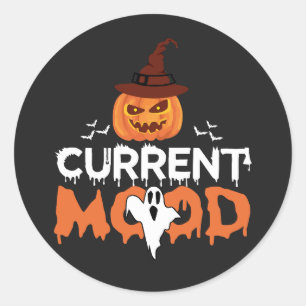 Halloween Pumpkin Bat Current Mood Horror Runder Aufkleber