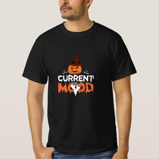 Halloween Pumpkin Bat Current Mood Horror T-Shirt (Vorderseite)