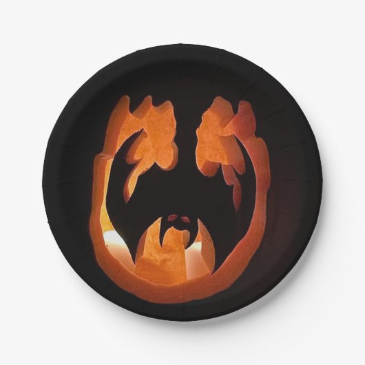 Halloween Pumpkin Bat Pappteller (Vorderseite)