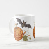 "Halloween Pumpkin & Bat Pattern Tasse" Kaffeetasse (Vorderseite Links)