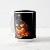 Halloween Pumpkin-Beängstigende Geschichte Zweifarbige Tasse (Vorderseite Links)