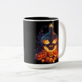 Halloween Pumpkin-Beängstigende Geschichte Zweifarbige Tasse (VorderseiteRechts)