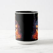 Halloween Pumpkin-Beängstigende Geschichte Zweifarbige Tasse (Mittel)