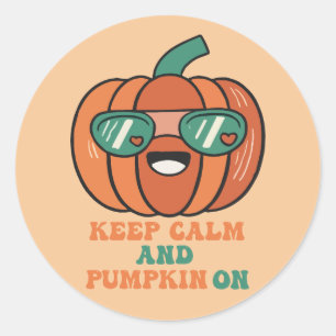 Halloween Pumpkin Behielt Calm Runder Aufkleber