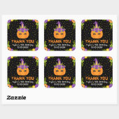 Halloween Pumpkin Birthday Black Danke Square Quadratischer Aufkleber (Blatt)