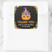 Halloween Pumpkin Birthday Black Danke Square Quadratischer Aufkleber (Tasche)