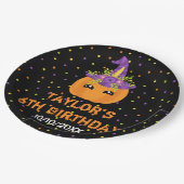 Halloween Pumpkin Birthday Black und Orange Paper Pappteller (Schrägansicht)