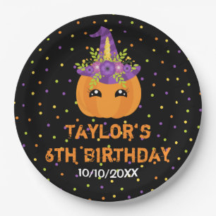 Halloween Pumpkin Birthday Black und Orange Paper Pappteller