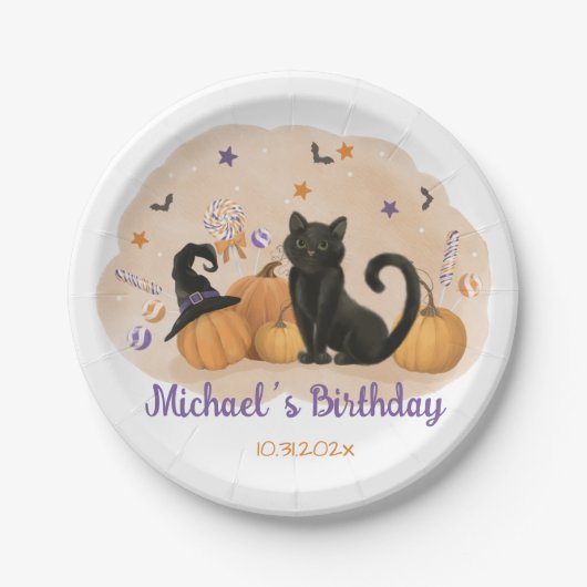 Halloween Pumpkin Birthday Pappteller (Vorderseite)