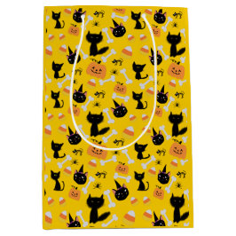 Halloween Pumpkin & Black Cats Geschenktasche Mittlere Geschenktüte