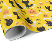 Halloween Pumpkin & Black Cats Geschenkwraps Geschenkpapier (Rolleneckpunkt)