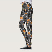 Halloween Pumpkin & Black Cats Nahtloses Muster Leggings (Links)