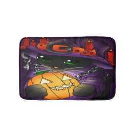 Halloween Pumpkin Black Hexenkatze Badematte
