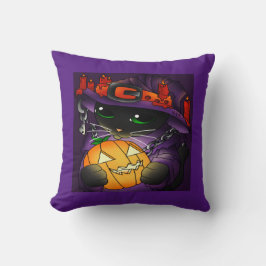 Halloween Pumpkin Black Hexenkatze Kissen