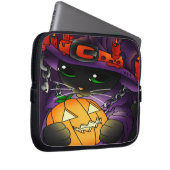 Halloween Pumpkin Black Hexenkatze Laptopschutzhülle (Vorne Rechts)
