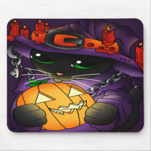 Halloween Pumpkin Black Hexenkatze Mousepad