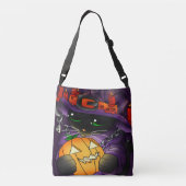 Halloween Pumpkin Black Hexenkatze Tragetaschen Mit Langen Trägern (Rückseite)