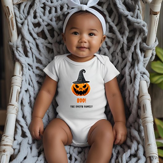 Halloween Pumpkin "BOO" - Personalisierter Name Baby Strampler