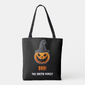 Halloween Pumpkin "BOO" - Personalisierter Name Tasche (Rückseite)