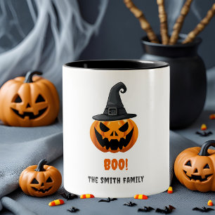 Halloween Pumpkin "BOO" - Personalisierter Name Zweifarbige Tasse