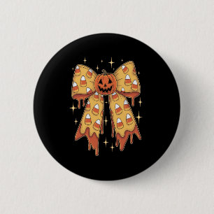Halloween Pumpkin Bow Candy Corn Button