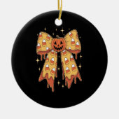 Halloween Pumpkin Bow Candy Corn Keramik Ornament (Vorne)