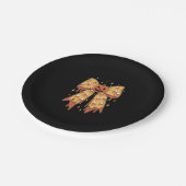 Halloween Pumpkin Bow Candy Corn Pappteller (Schrägansicht)