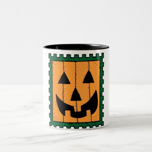 HALLOWEEN PUMPKIN BRIEFMARKE ZWEIFARBIGE TASSE (Mittel)