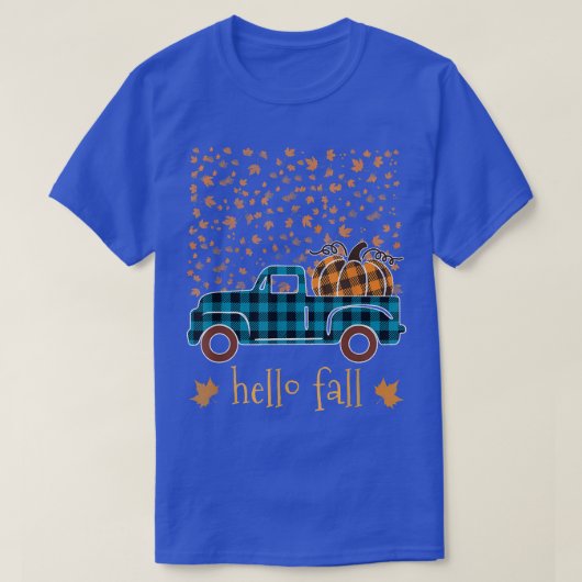 Halloween Pumpkin Buffalo Kariert Truck Hallo Fall T-Shirt (Design vorne)