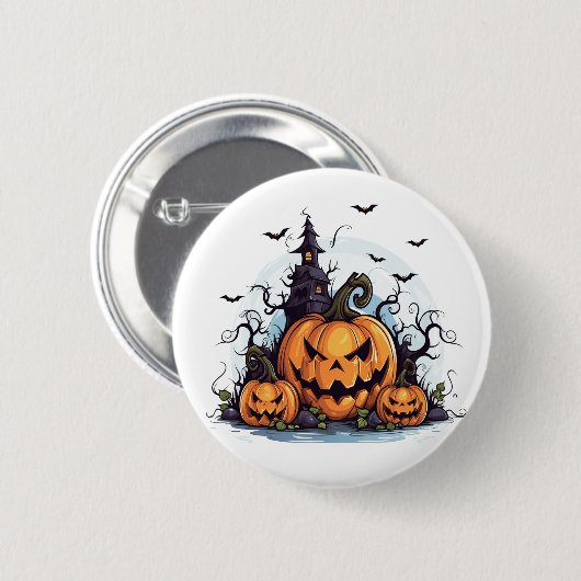 Halloween Pumpkin-Button Button (Vorne & Hinten)
