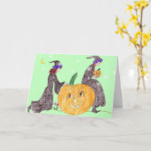 Halloween, Pumpkin Caretakers Karte (Gelbe Blume)