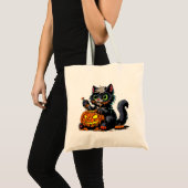 Halloween Pumpkin Carving Cat Tragetasche (Vorderseite (Produkt))