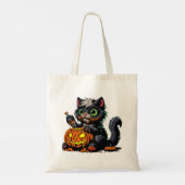 Halloween Pumpkin Carving Cat Tragetasche (Rückseite)