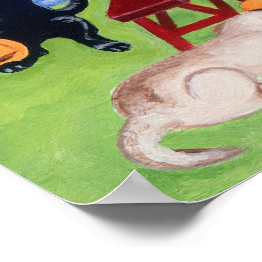 Halloween Pumpkin Carving Labradors Artwork Poster (Ecke)