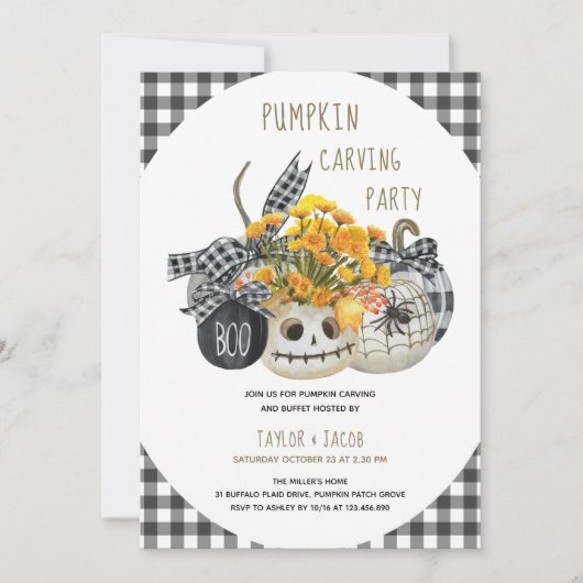 Halloween Pumpkin Carving Party Bauernhof Pumpkins Einladung (Vorderseite)