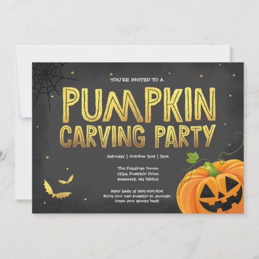 Halloween Pumpkin Carving Party Einladung (Vorderseite)